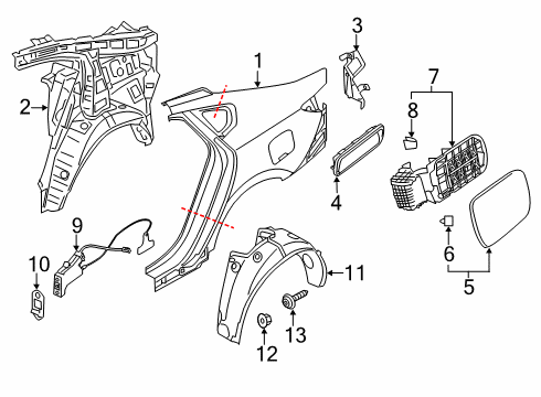 2018 Kia Cadenza Fuel Door Guard Assembly-Rear Wheel Diagram for 86822F6000