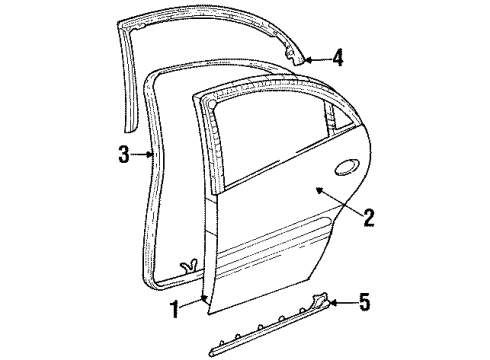 2003 Oldsmobile Aurora Rear Door Weatherstrip Asm-Rear Side Door Auxiliary *Neutral Diagram for 25725437