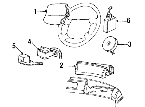 1996 Ford Windstar Air Bag Components Clock Spring Diagram for F68Z-14A664-CA