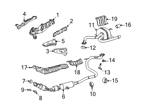 2014 Scion xD Exhaust Components, Exhaust Manifold Exhaust Manifold Diagram for 17141-0T200