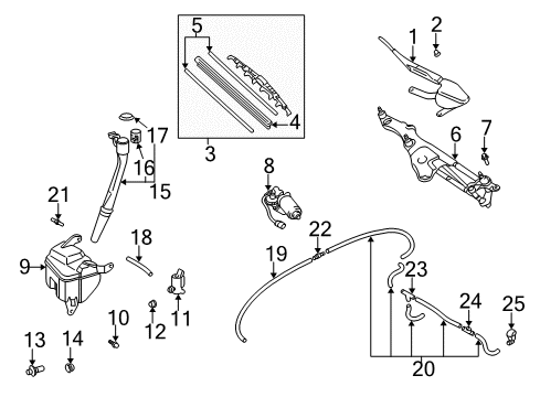 2002 Lexus RX300 Wiper & Washer Components Front Wiper Blade, Right Diagram for 85212-36030