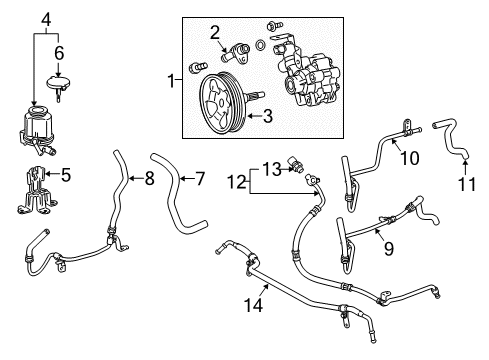 2019 Toyota 4Runner P/S Pump & Hoses Upper Return Hose Diagram for 44417-60010