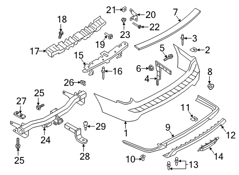 2018 Ford Expedition Rear Bumper Hitch Ball Diagram for BL3Z-19F503-A