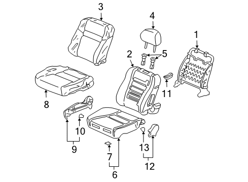 2003 Honda Accord Front Seat Components Pad, L. FR. Seat Cushion (TS Tech) Diagram for 81537-SDA-A01