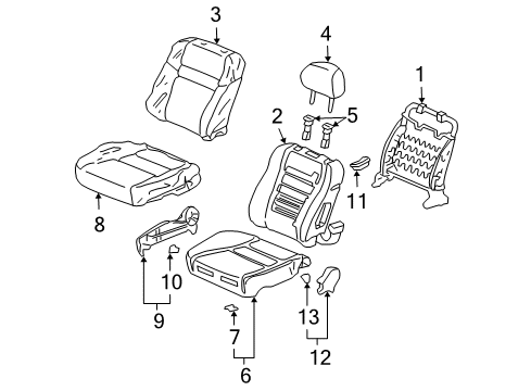 2003 Honda Accord Front Seat Components Pad, L. FR. Seat Cushion Diagram for 81537-SDC-A01