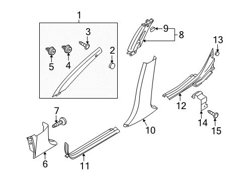 2008 Kia Amanti Interior Trim - Pillars, Rocker & Floor Trim Assembly-Front Pillar Diagram for 858103F01029