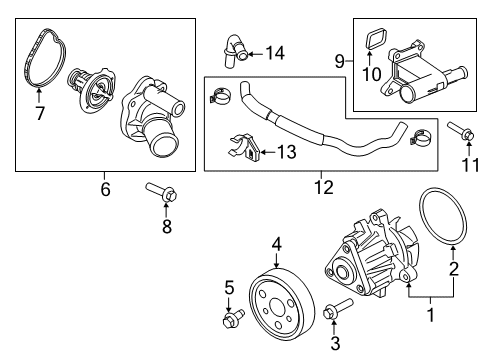 2022 Ford Transit Connect Water Pump Water Hose Diagram for JX6Z-8597-A