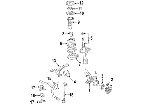 2010 Toyota Sienna Front Suspension Components, Lower Control Arm, Stabilizer Bar Stabilizer Bar Diagram for 48811-08010