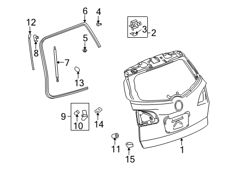 2014 Chevrolet Traverse Gate & Hardware Lift Cylinder Upper Bracket Diagram for 15877699