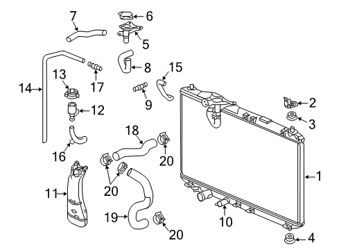2021 Acura ILX Powertrain Control Joint, Reserve Tank Hose Diagram for 19107-51B-H00