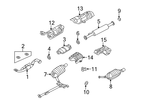 2007 Kia Optima Exhaust Components Center Muffler Assembly Diagram for 286502G700