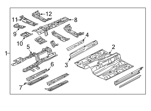 2015 Hyundai Genesis Floor & Rails Bracket Assembly-Transmission Mounting Diagram for 65267-B1040