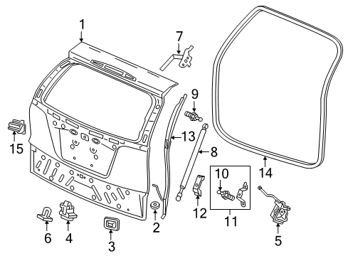 2012 Honda CR-V Lift Gate Hinge Complete R, Tail Gate Diagram for 68210-T0A-A01ZZ