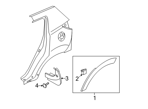 2014 Kia Sportage Exterior Trim - Quarter Panel Guard Assembly-Rear Wheel Diagram for 868423W001