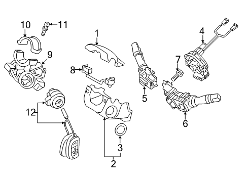 2015 Hyundai Santa Fe Sport Shroud, Switches & Levers Steering Column Upper Shroud Diagram for 84850-4Z000-NBC