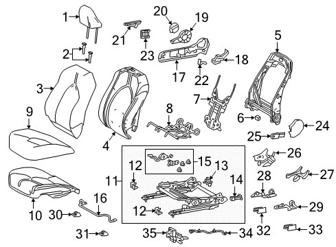 2018 Toyota Camry Passenger Seat Components Lumbar Adjuster Diagram for 71053-0R020