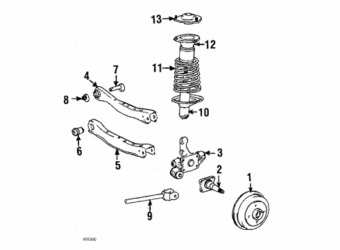1984 Toyota Tercel Rear Suspension Components, Lower Control Arm, Upper Control Arm, Stabilizer Bar Knuckle Diagram for 42305-16010
