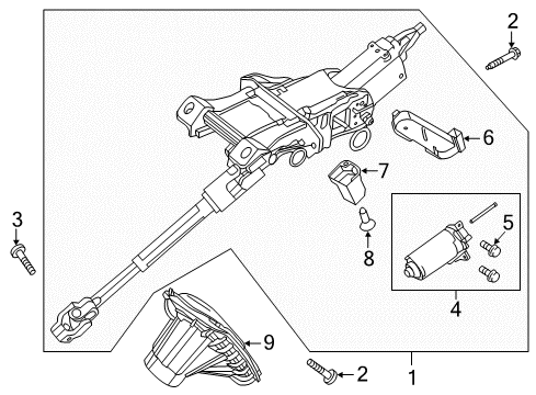 2013 Lincoln MKZ Steering Column Assembly Steering Column Diagram for DP5Z-3C529-A