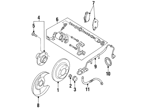 1995 Nissan Maxima Anti-Lock Brakes Brake-Rear LH Diagram for 44011-31U13