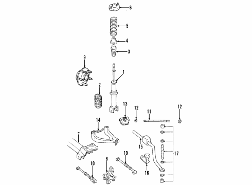 2001 Chrysler Sebring Rear Suspension Components, Upper Control Arm, Stabilizer Bar Mount-STRUT Diagram for 4879072AE