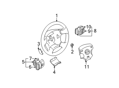 2002 Nissan Maxima Steering Column & Wheel, Steering Gear & Linkage Switch-ASCD, Steering Diagram for 25551-4Y903