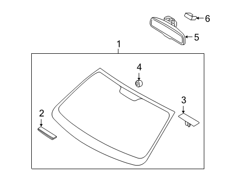 2013 Hyundai Genesis Coupe Windshield Glass Cover-Rear View Inside Diagram for 851303F300