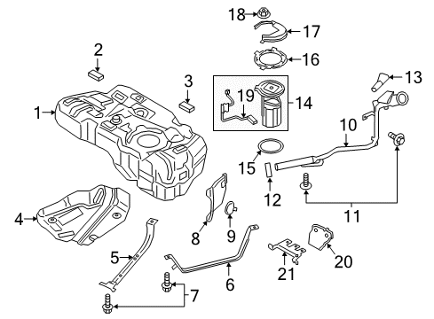2021 Ford EcoSport Fuel Supply Fuel Tank Insulator Diagram for GN1Z-9A068-B