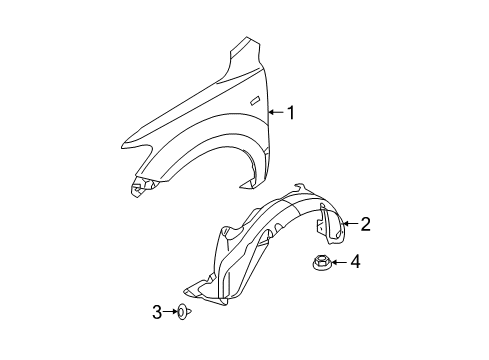 2008 Hyundai Santa Fe Fender & Components Front Wheel Guard Assembly, Right Diagram for 86820-0W000