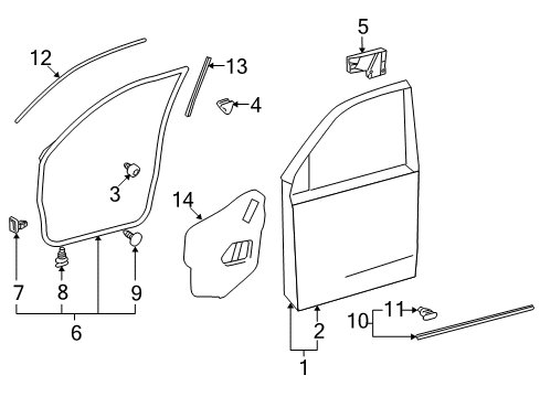 2011 Lexus GX460 Front Door Panel Sub-Assembly, Front Door Inside Diagram for 67001-60731