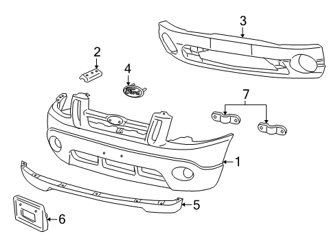 2002 Ford Explorer Sport Front Bumper Bumper Diagram for 1L5Z-17757-KA