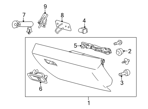 2012 Lincoln MKS Glove Box Latch Bumper Diagram for -N805645-S