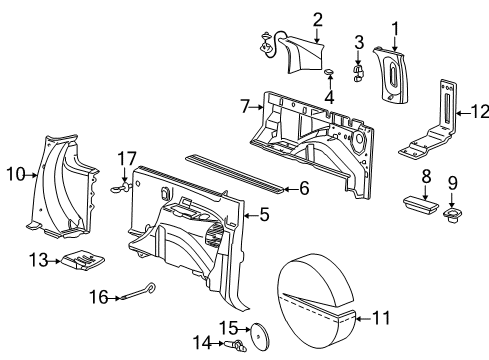 2001 Ford Excursion Interior Trim - Quarter Panels Cup Holder Diagram for XF2Z-1613560-AAA