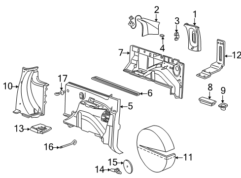 2001 Ford Excursion Interior Trim - Quarter Panels Retainer Bolt Diagram for YC3Z-1408-AA