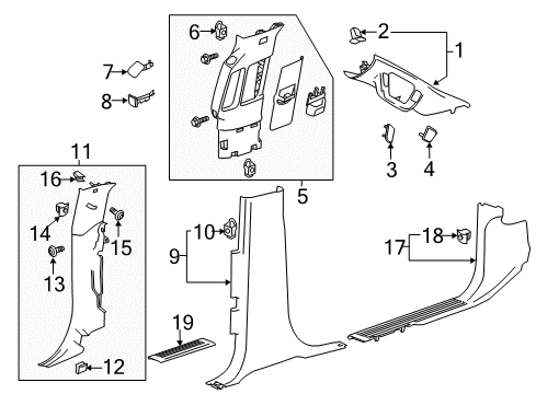 2015 GMC Sierra 2500 HD Interior Trim - Cab Windshield Pillar Trim Lower Cover Diagram for 23429941