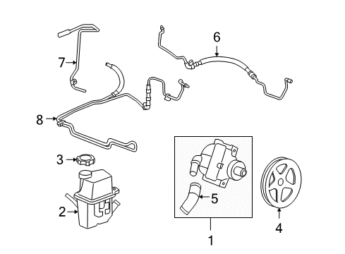 2006 Chevrolet Impala P/S Pump & Hoses, Steering Gear & Linkage Pipe Kit, P/S Fluid Cooling Diagram for 19177771