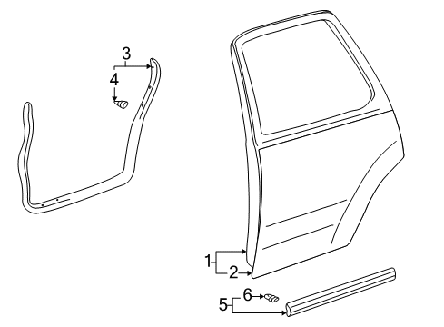 2002 Toyota Sequoia Rear Door Lower Weatherstrip Diagram for 67887-0C020