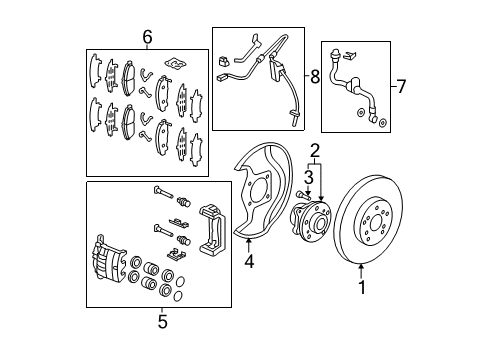 2011 Honda Pilot Brake Components Front Clipr Sub-Assembly R Diagram for 45018-SZA-A01