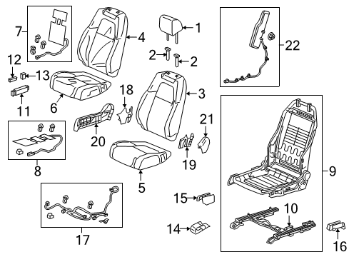 2022 Honda CR-V Passenger Seat Components Guide Com*YR449L* Diagram for 81144-T2F-A01ZA