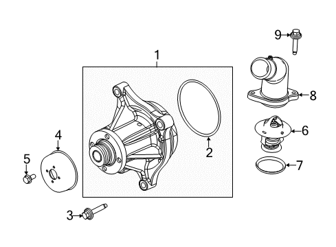 2018 Ford F-250 Super Duty Water Pump Water Pump Assembly Bolt Diagram for -W503298-S437A