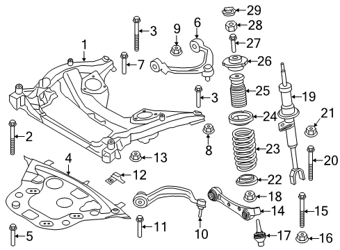 2015 BMW 535i GT Front Suspension Components, Lower Control Arm, Upper Control Arm, Stabilizer Bar Front Right Spring Strut Diagram for 37116854324