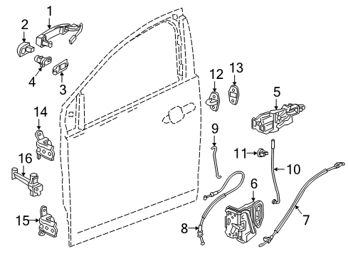 2016 Chevrolet Volt Front Door Control Cable Diagram for 84089822