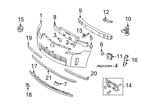 2004 Nissan 350Z Front Bumper Reflector Assembly-Front Side, RH Diagram for 26140-CD000