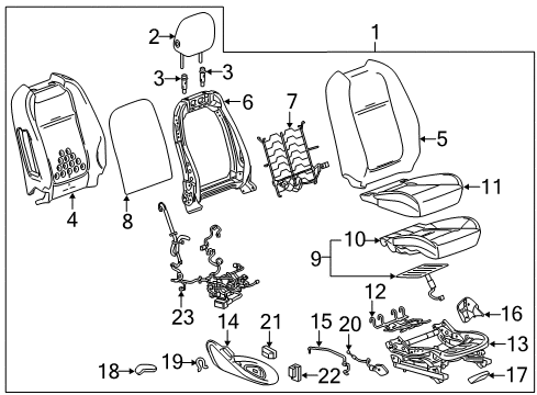 2016 Chevrolet Caprice Front Seat Components Outer Finish Panel Retainer Diagram for 22839617