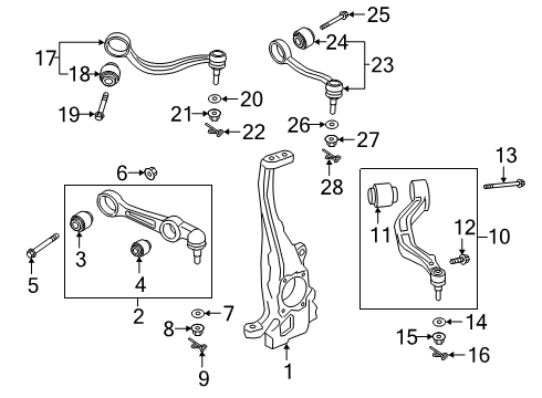 2020 Kia K900 Front Suspension Components, Lower Control Arm, Upper Control Arm, Stabilizer Bar Bush-UPR Arm Diagram for 54443J6000