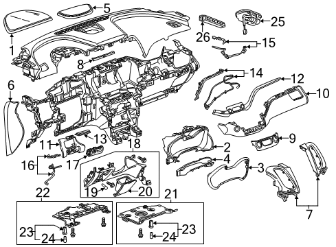 2014 Chevrolet Impala Cluster & Switches, Instrument Panel Lower Insulator Diagram for 22985498
