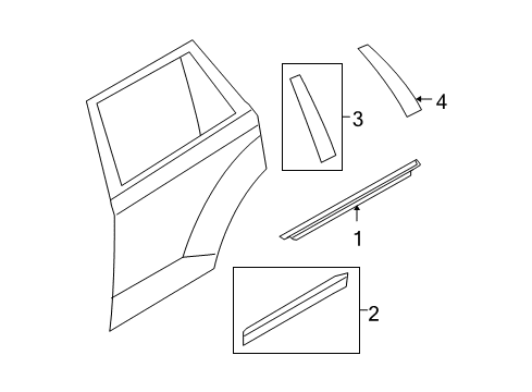 2007 Ford Edge Exterior Trim - Rear Door Belt Weatherstrip Diagram for CT4Z-7825596-B