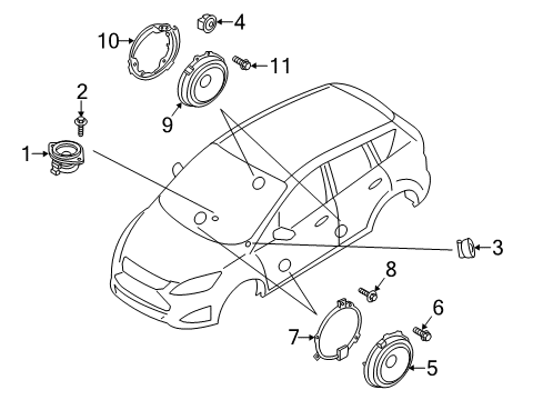 2015 Ford C-Max Sound System Front Door Speaker Retainer Screw Diagram for -W701918-S424