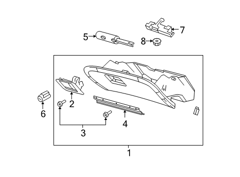 2005 Mercury Grand Marquis Glove Box Glove Box Lamp Diagram for 6W1Z-14413-AA