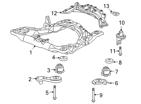 2014 Honda Crosstour Suspension Mounting - Front Rubber, Right Front Sub-Frame Middle Mounting Diagram for 50280-TP6-A01