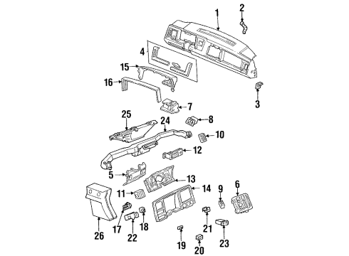 1994 GMC K3500 A/C & Heater Control Units Switch Asm-Rear Window Defogger Diagram for 15646349